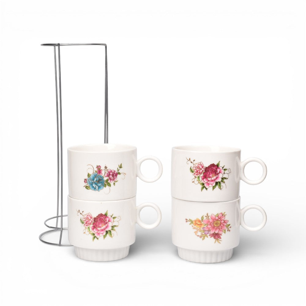 pocillo set 4pcs ceramica con base 250ml dim:8x8x7