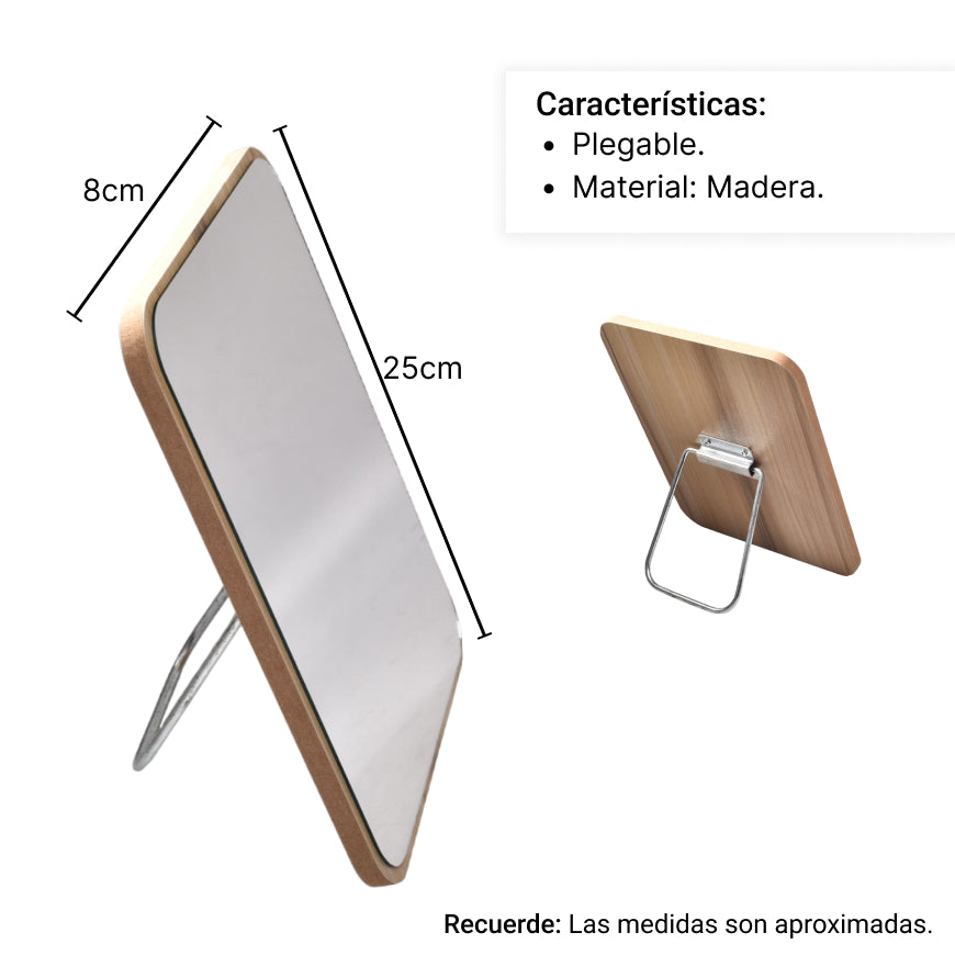espejo tocador madera cuadrado