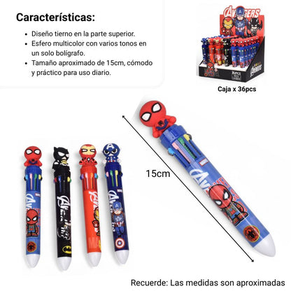 ESFERO PLASTICO VARIAS MINAS PERSONAJE DIM:15X2X2