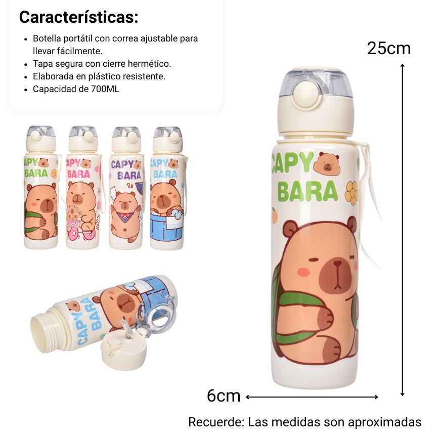 botella de agua 700ml capybara dim:6x6x25