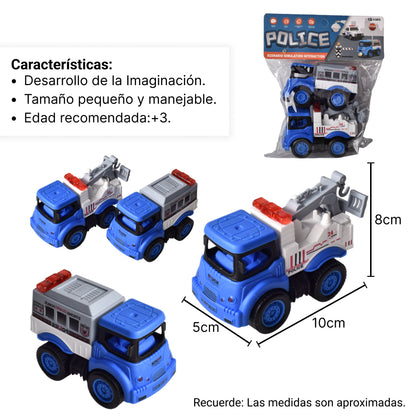 JUGUETE SET POR 2 UNIDADES CARROS DE POLICIA PLASTICOS