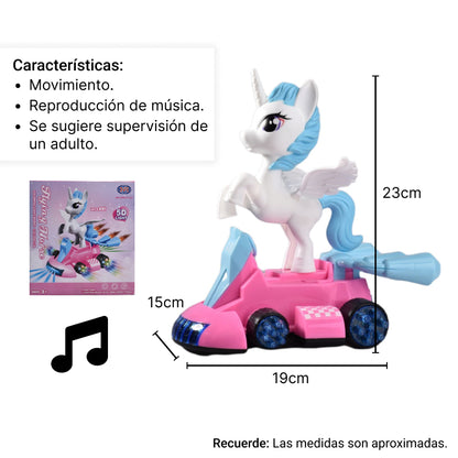 UNICORNIO CARRO CON LUCES SONIDO Y MOVIMIENTO