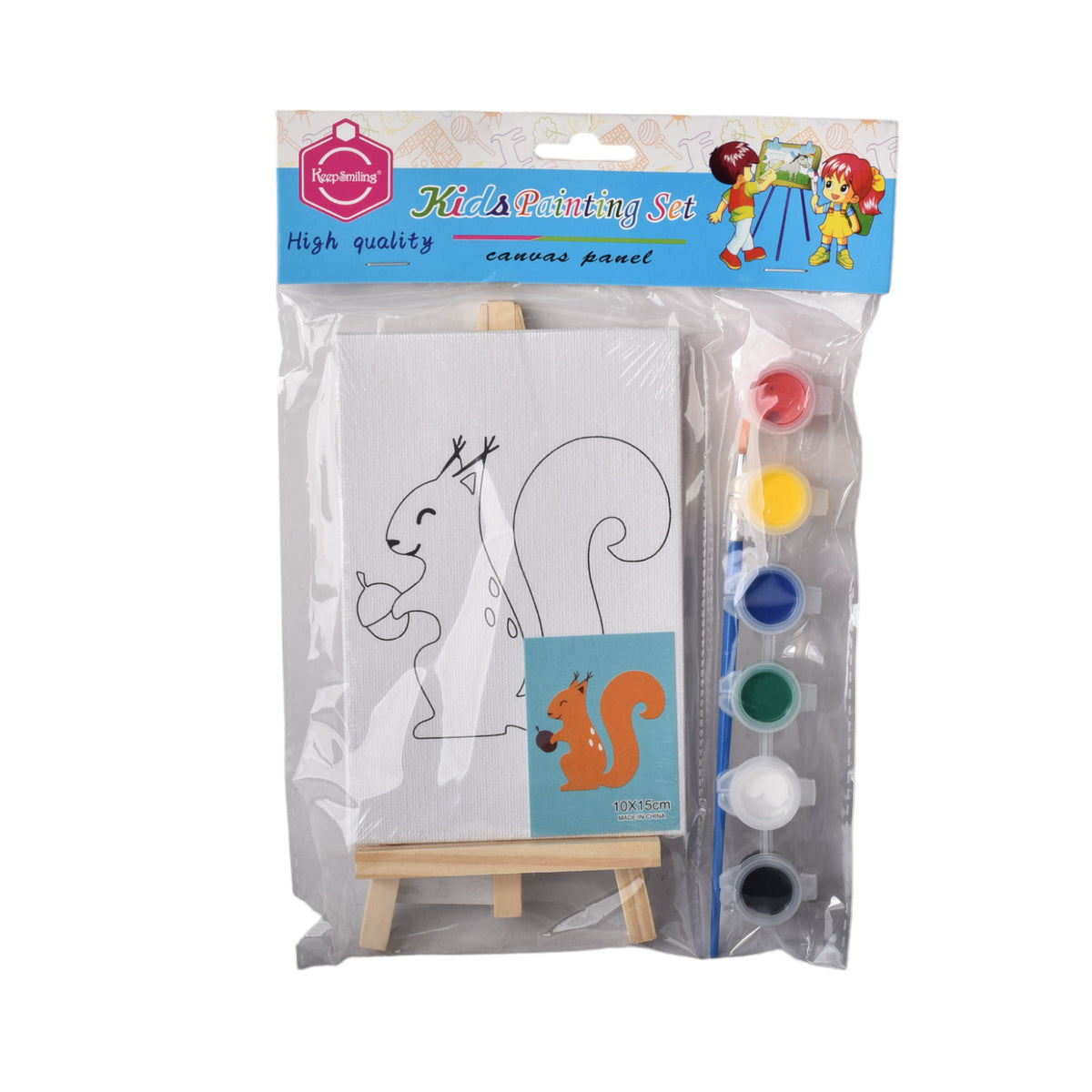 set lienzo con soporte animales madera+fibra con temperas