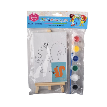 SET LIENZO CON SOPORTE ANIMALES MADERA+FIBRA CON TEMPERAS