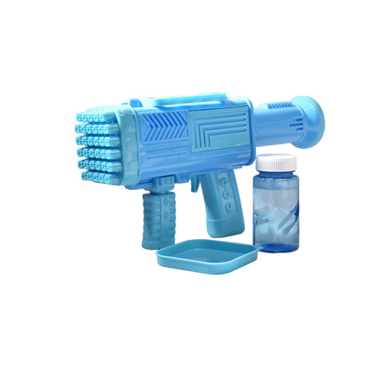 PISTOLA DE BURBUJAS 34 AGUJEROS AZUL Y NARANJA