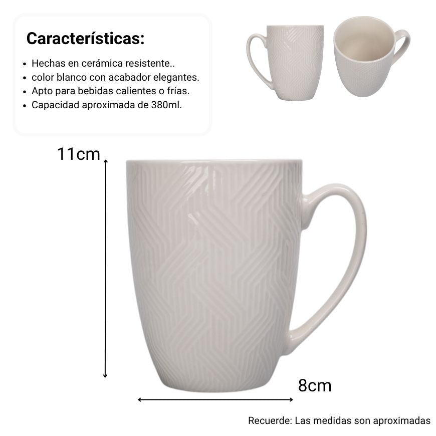 mug pocillo ceramica blanco 380ml dim:8x8x11