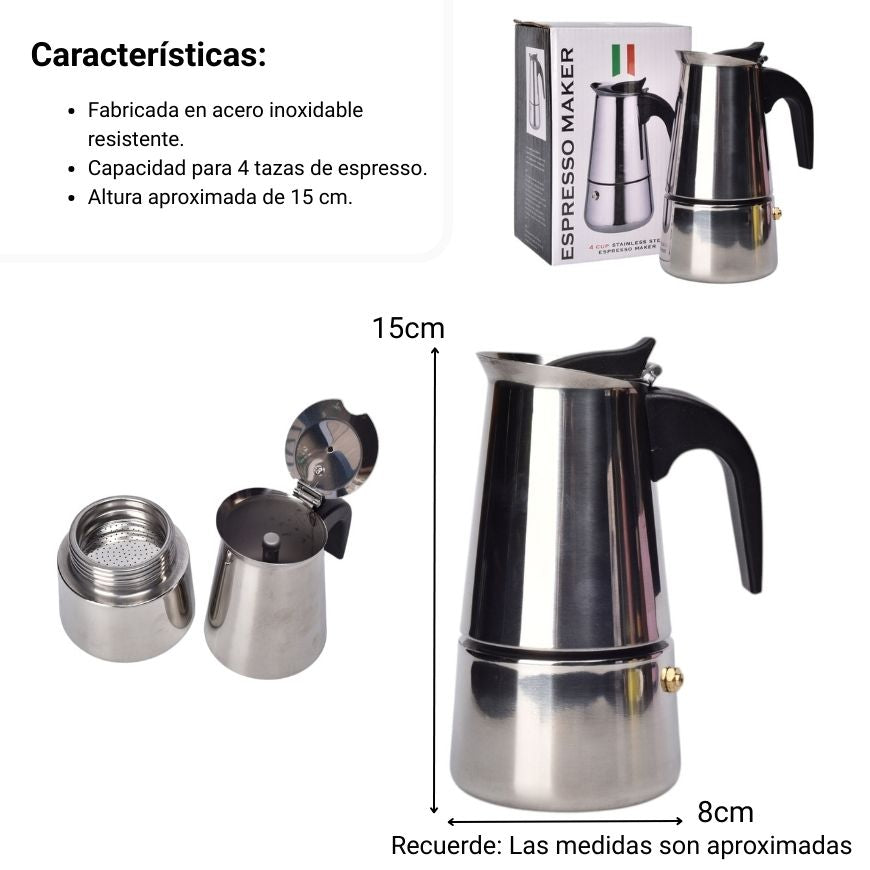 cafetera acero plateado