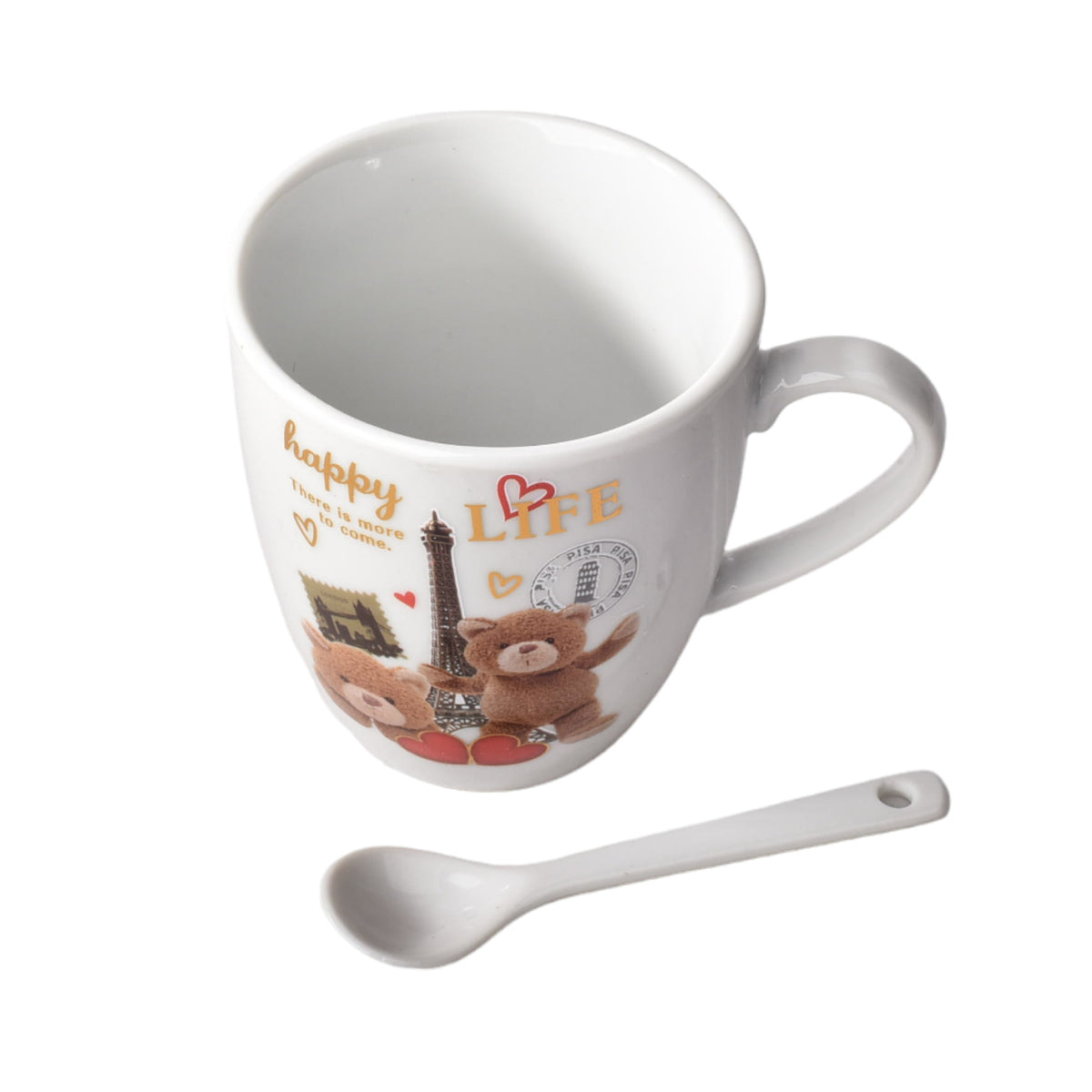pocillo mug con cuchara en ceramica diseño de osos