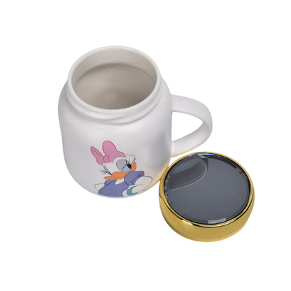 MUG POCILLO CERAMICA PERSONAJE CON TAPA DE 420ML