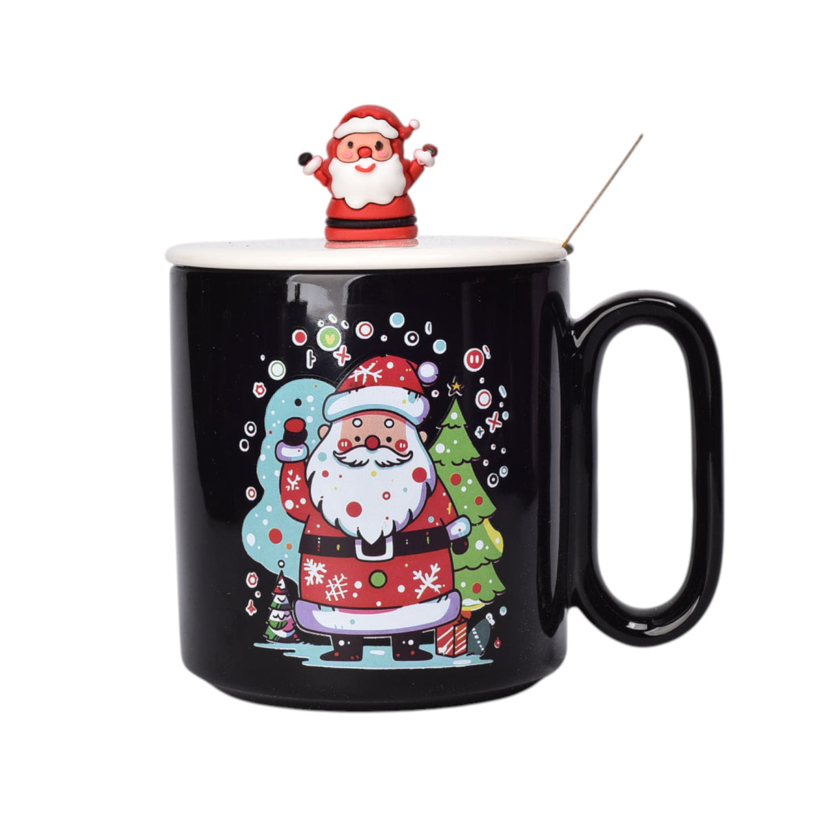 mug pocillo ceramica diseños navidad con cuchara 420ml dim:9x8