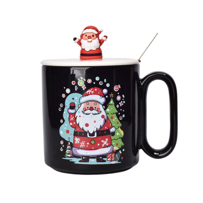 MUG POCILLO CERAMICA DISEÑOS NAVIDAD CON CUCHARA 420ML DIM:9X8