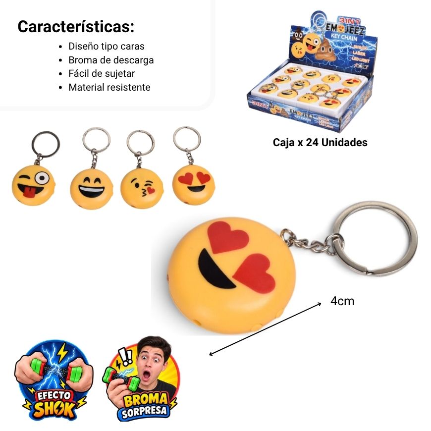 llavero broma shock emojis dim: 4x4cm