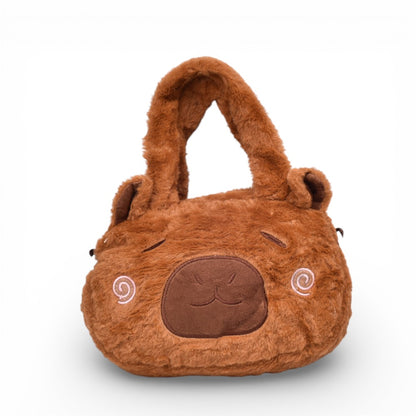 BOLSO CARTERA PERSONAJE CAFE POLIESTER PELUCHE DIM:20X14X3