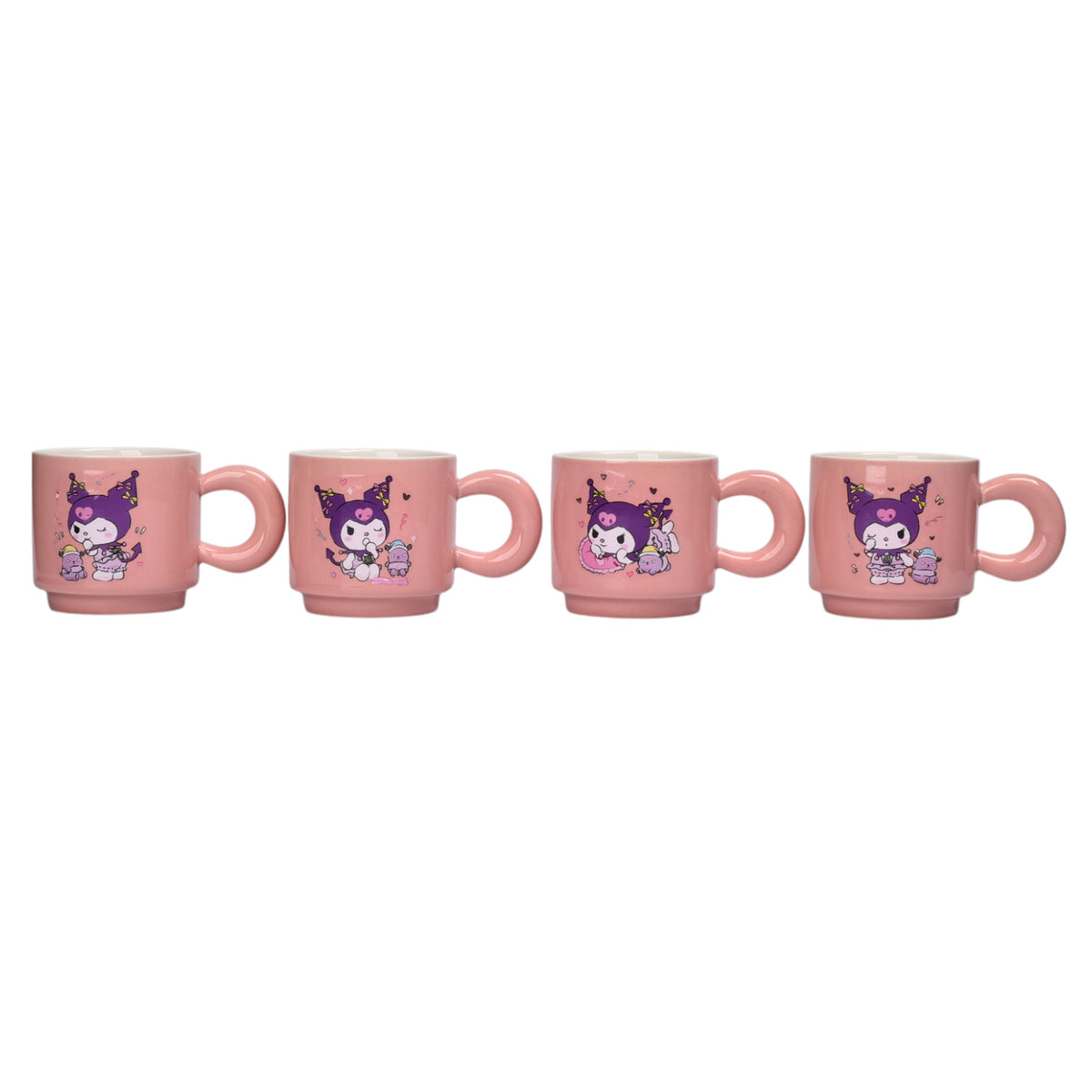 set 4pcs pocillos ceramica con base 120ml personaje