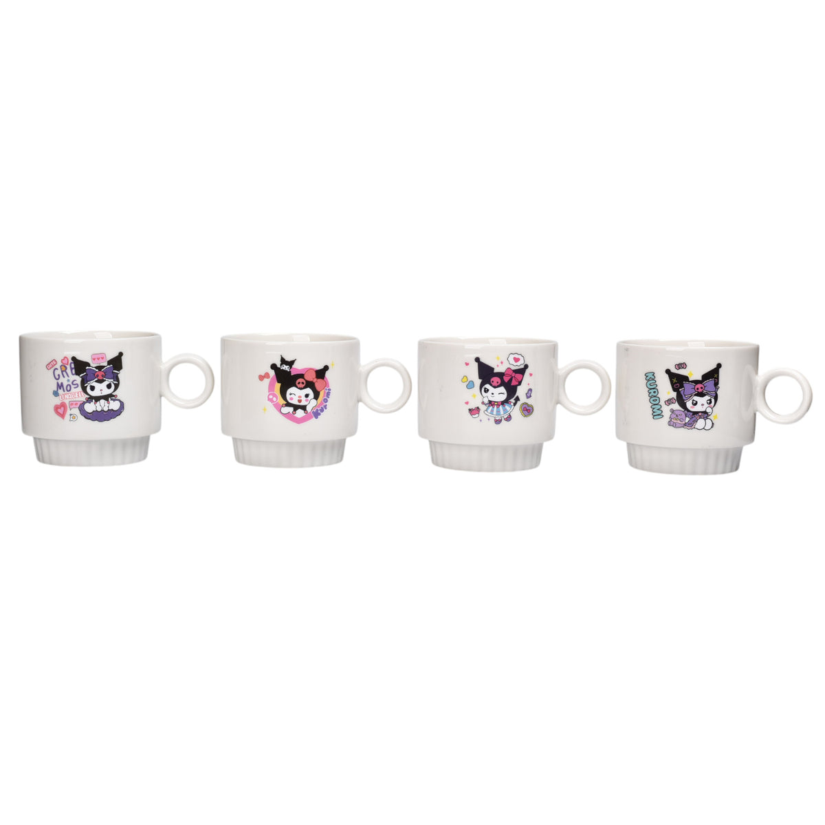 set 4pcs pocillos con base ceramica 250ml personaje
