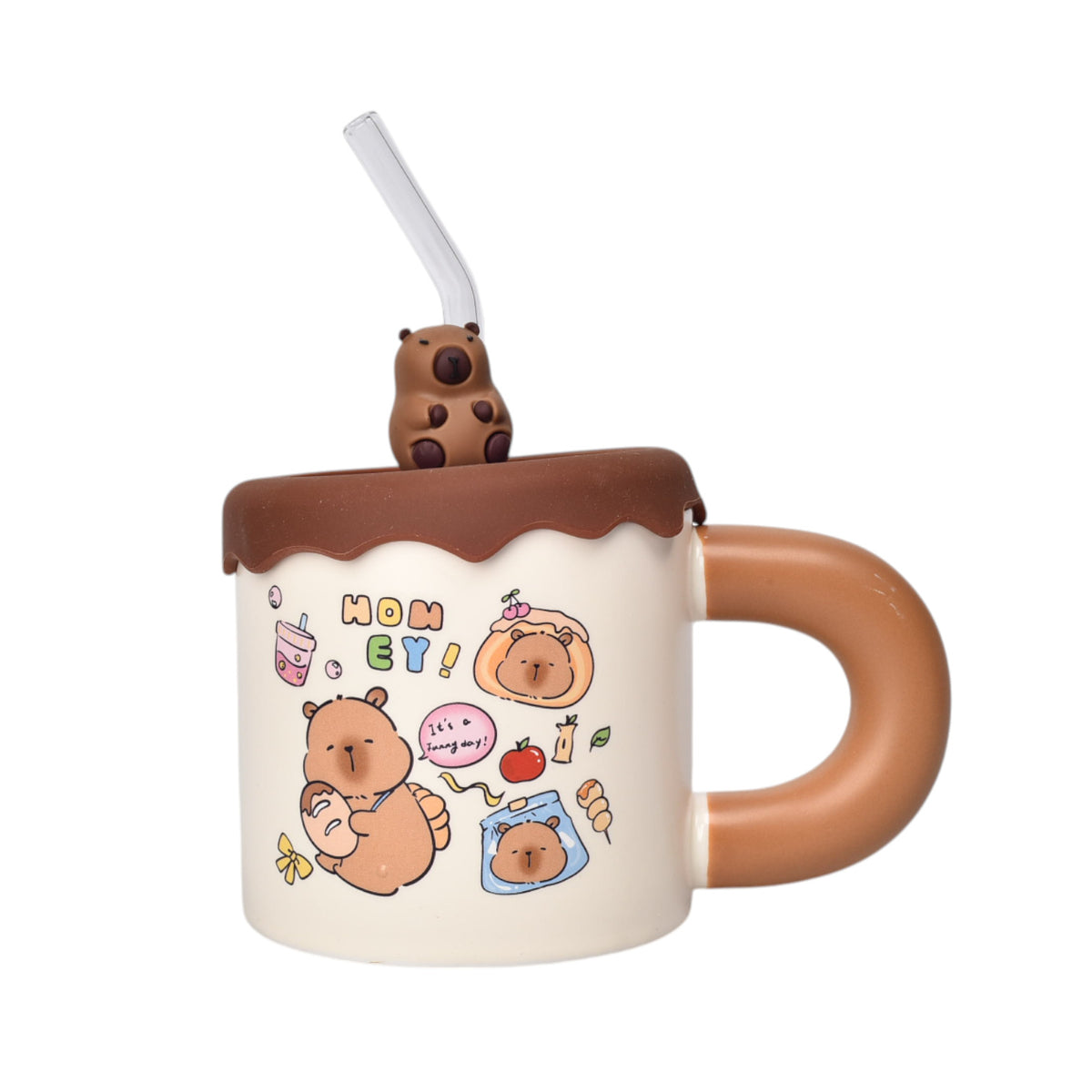 mug pocillo ceramica diseño capybara 400ml dim:8x8x8