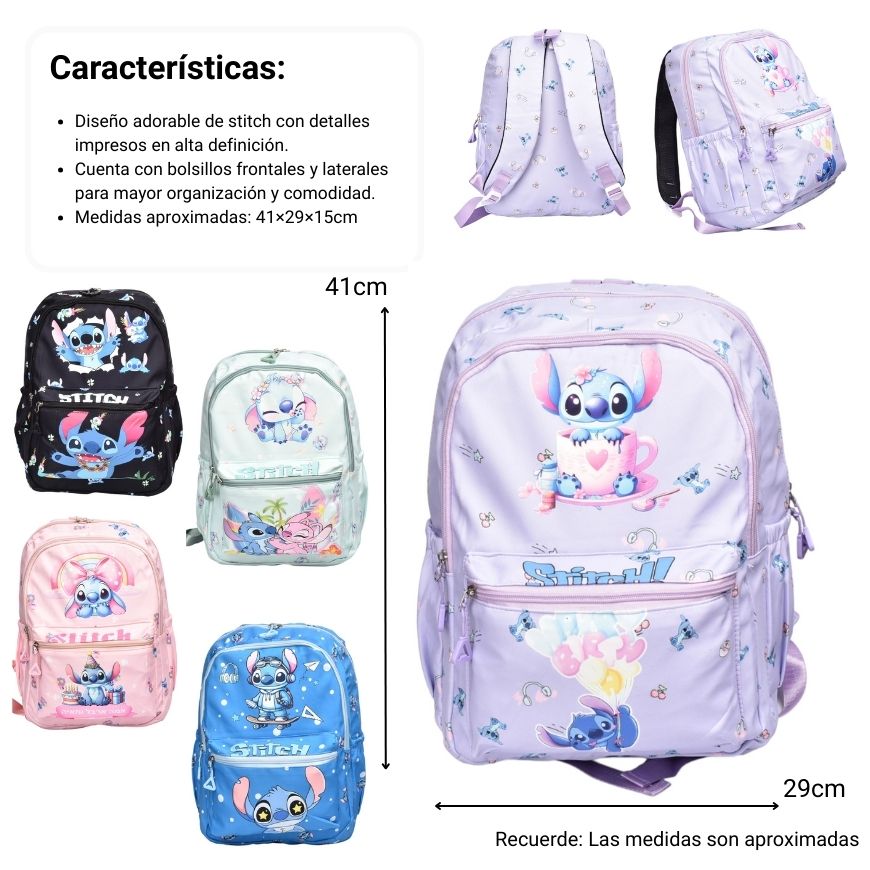 maleta morral con llavero poliester personaje dim:41x29x15