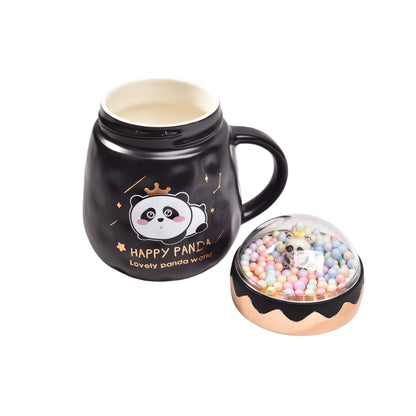 MUG POCILLO CERAMICA DE PANDA CON TAPA