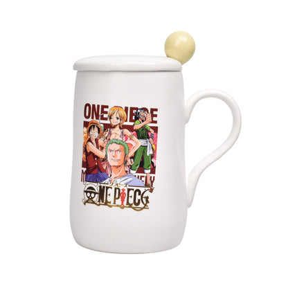 MUG POCILLO CERAMICA PERSONAJE CON TAPA Y CUCHARA 450ML DIM:12X7