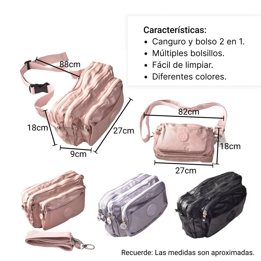 bolso canguro ligero mujer sintetico dim:22*14*5