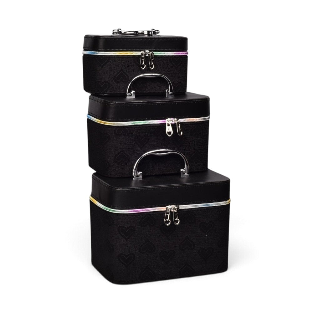 cosmetiquera neceser x3 und cuero sintetico dim:23x15x16.5cm
