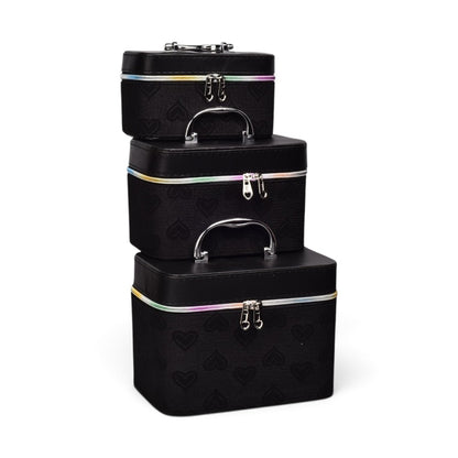 COSMETIQUERA NECESER X3 UND CUERO SINTETICO DIM:23x15x16.5CM