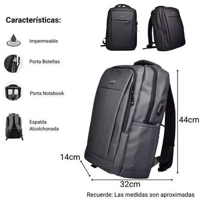 MALETA MORRAL POLIESTER NEGRO Y GRIS DIM:44X32X14