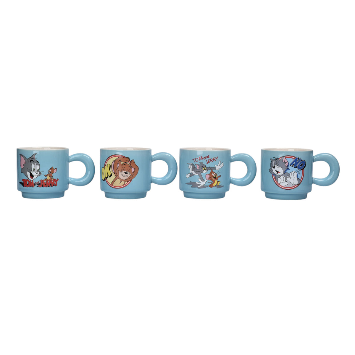 set 4pcs pocillos ceramica con base 120ml personaje