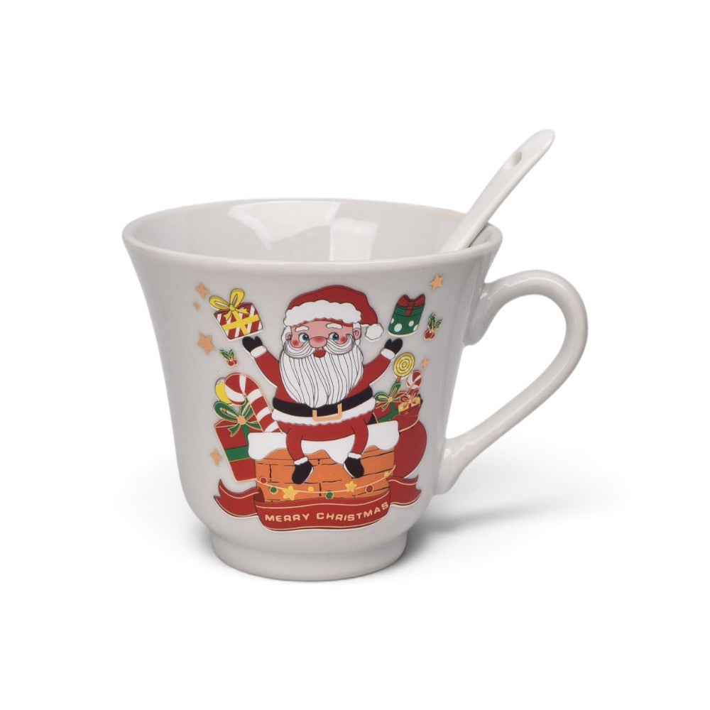 pocillo set ceramica con cuchara navidad 240ml