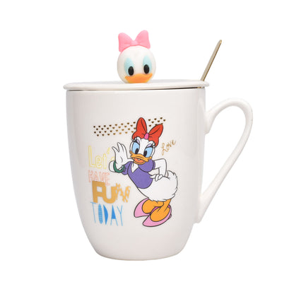MUG POCILLO CERAMICA PERSONAJE CON TAPA Y CUCHARA 350ML DIM:10X8