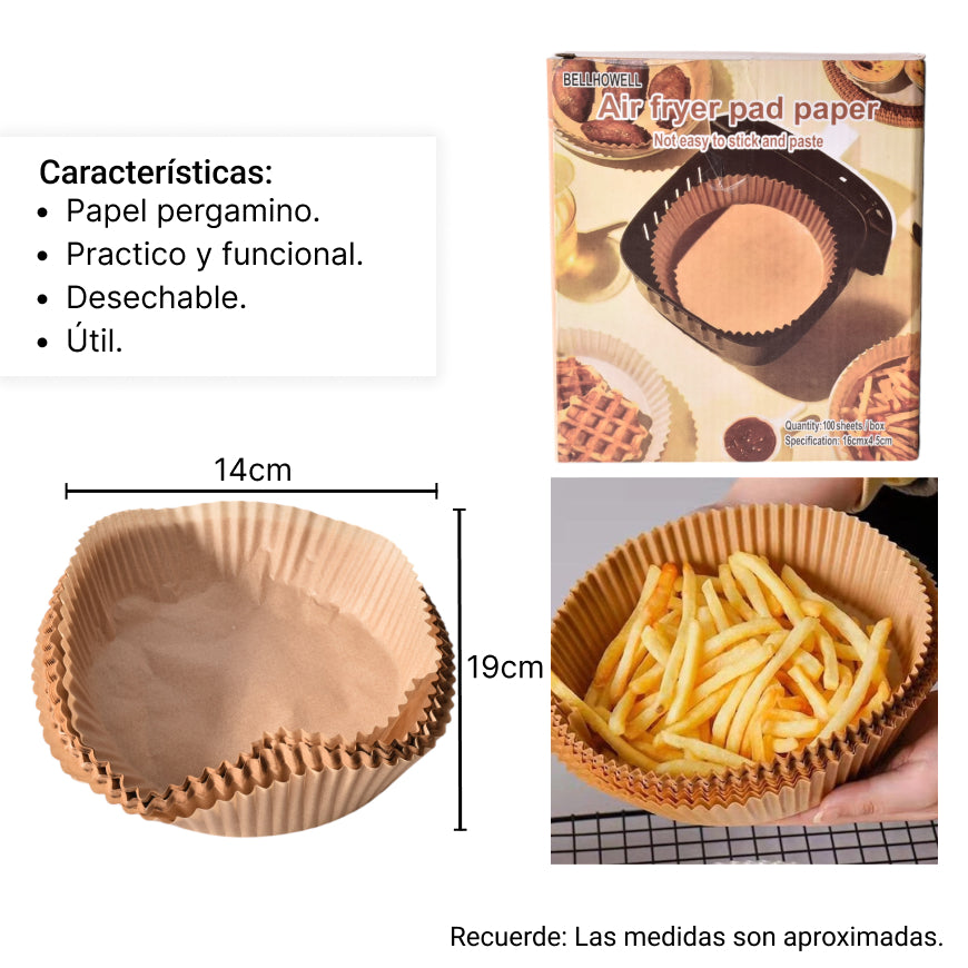 papel protector para freidora air fryer pergamino dim:16x16x