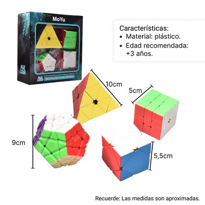 SET CUBO RUBIK POR 4 UND DELUX GIF BOX