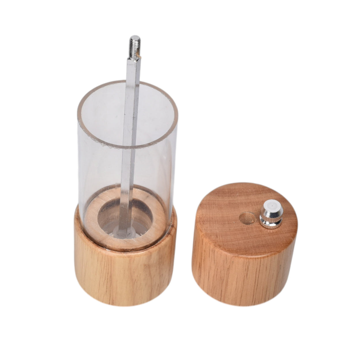 pimentero de madera y plastico molino pimienta sal dim:5x5x14