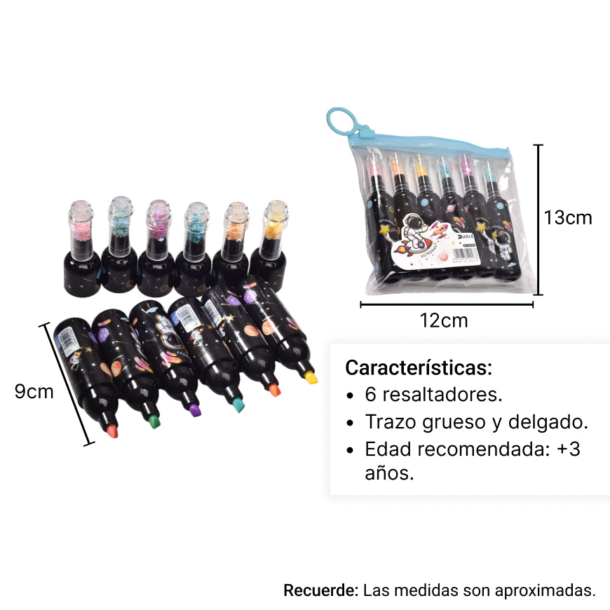 resaltador x 6 unidades forma universo
