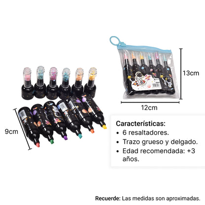 RESALTADOR X 6 UNIDADES FORMA UNIVERSO