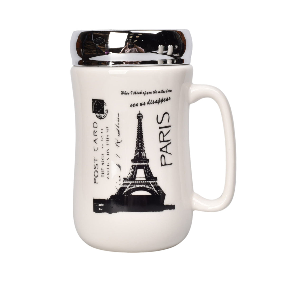 mug pocillo ceramica tapa espejo 450ml