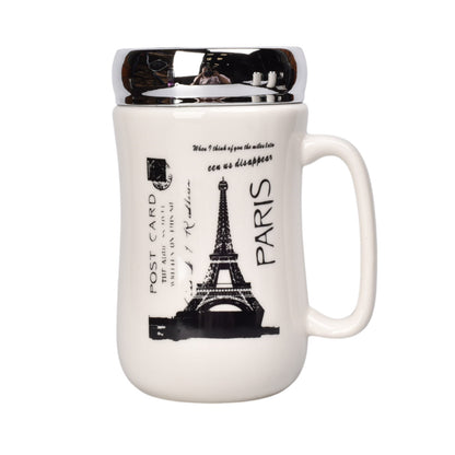 MUG POCILLO CERAMICA TAPA ESPEJO 450ML