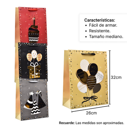 BOLSA REGALO EN PAPEL CUMPLEAÑOS TAMAÑO MEDIANO