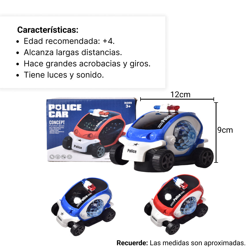 carro policia para niño con luces y movimiento