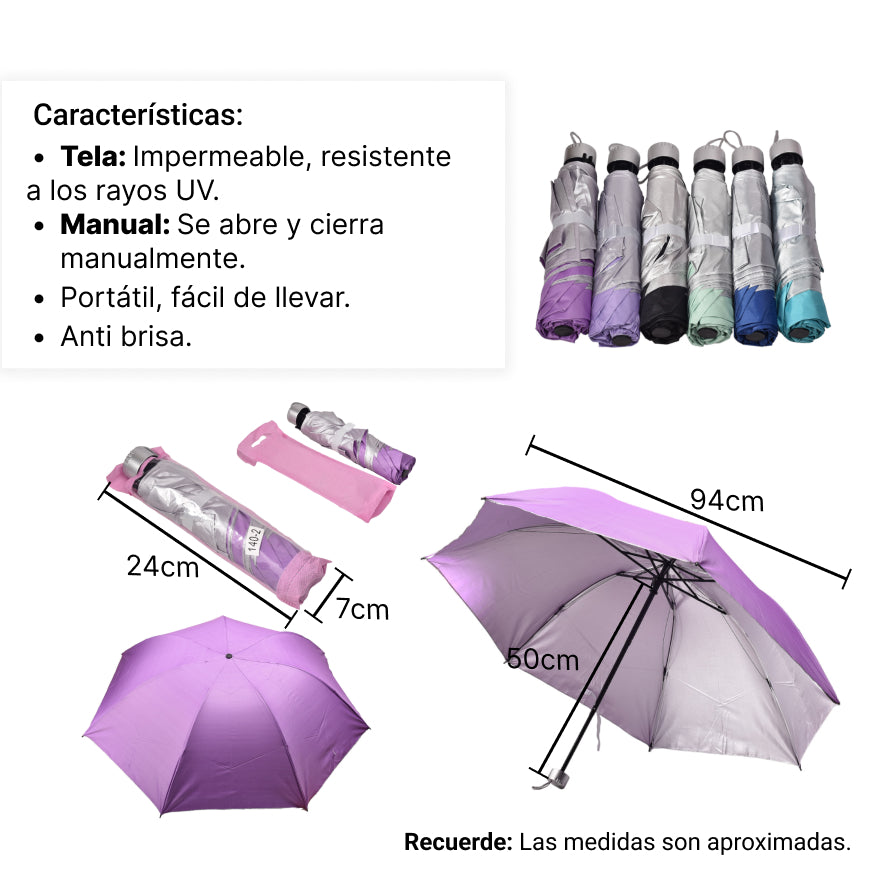 sombrilla manual varilla metalica con filtro uv