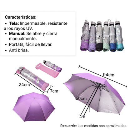 SOMBRILLA MANUAL VARILLA METALICA CON FILTRO UV