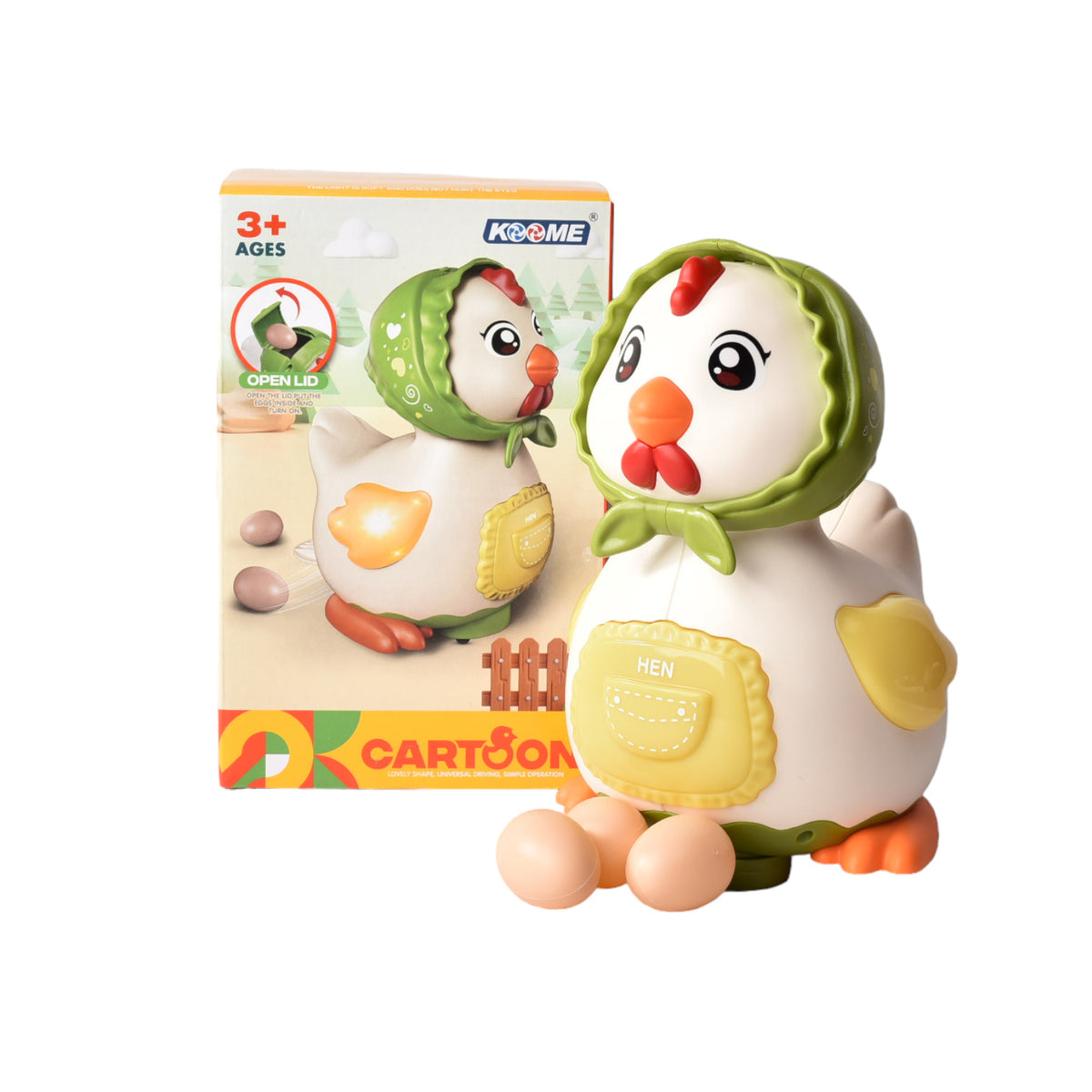 juguete pollo plastico con movimiento luces y sonido