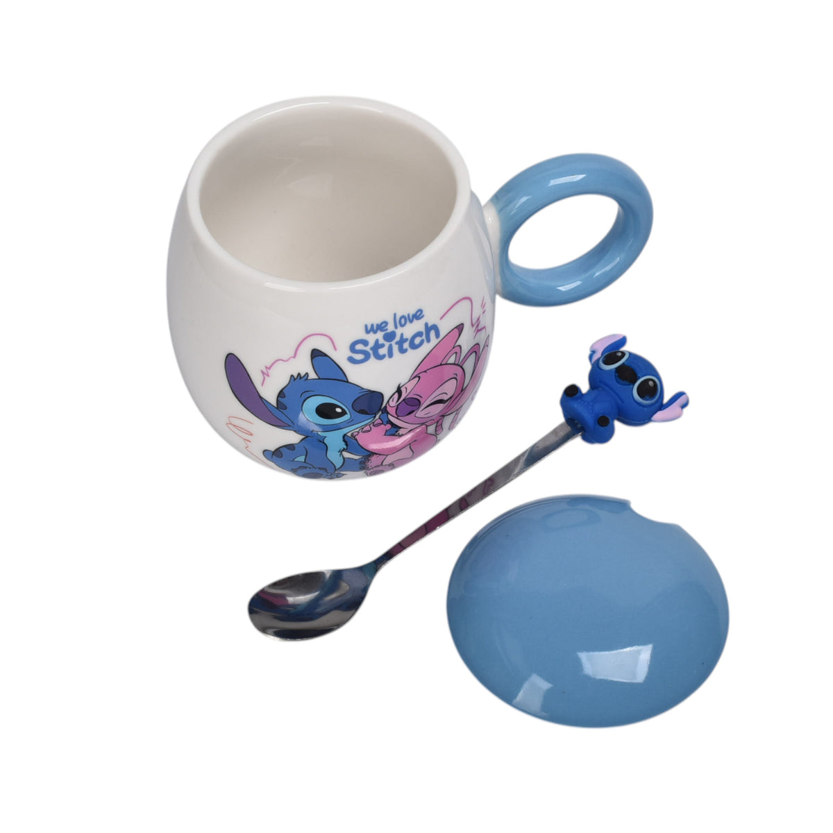 mug pocillo con tapa ceramica personaje 380ml dim:10x6