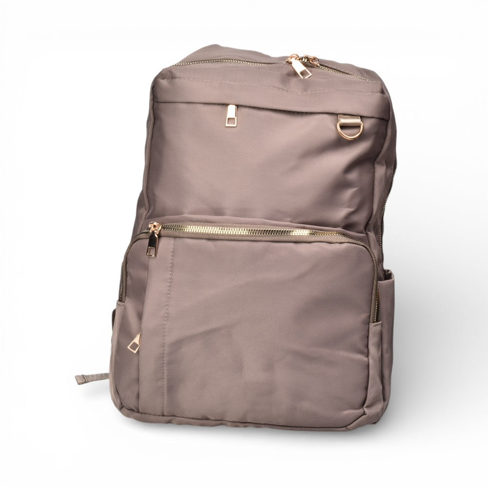 maleta morral negro y beige poliester dim:39x28x12