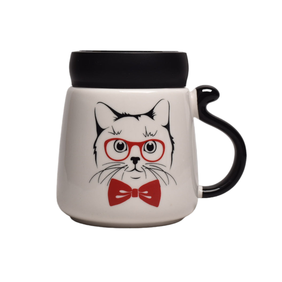 mug pocillo con tapa forma gatos en ceramica