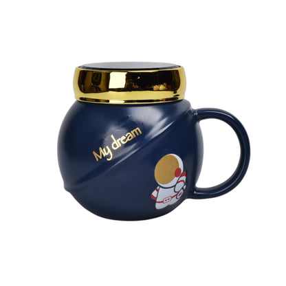 MUG POCILLO CON TAPA DE ESPEJO CERAMICA 450ML DIM:6X6X9