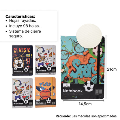 CUADERNO AGENDA PLANEADOR NOTEBOOK  DISEÑOS DEPORTES