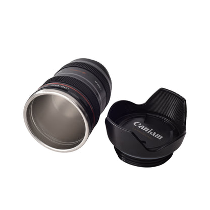TERMO METALICO 400ML NEGRO FORMA LENTE CAMARA MUG VASO