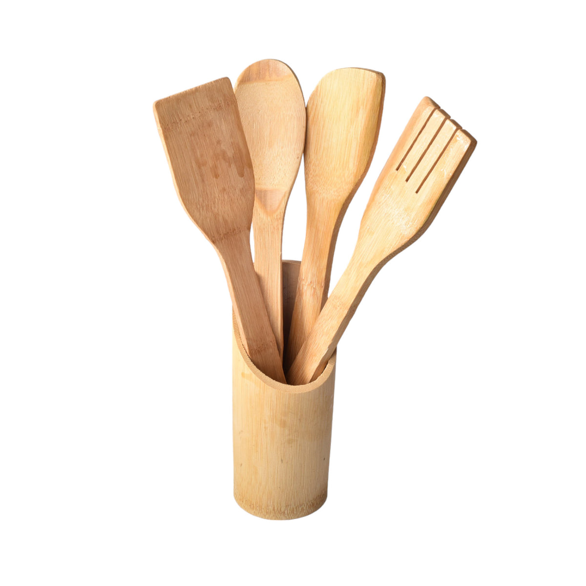 set cubiertos por 4 unidades bamboo con base para cocina
