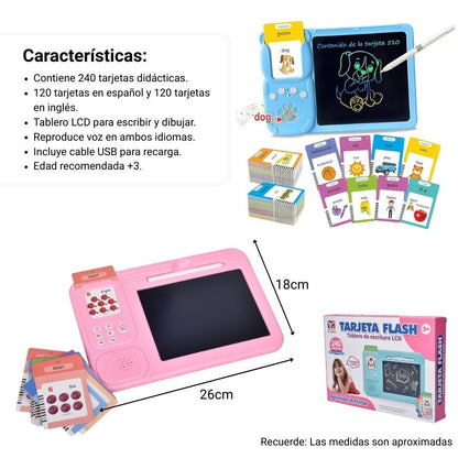 TABLERO INTERACTIVO LCD CON SONIDO TARJETAS DIDACTICAS EN INGLES Y ESPAÑOL